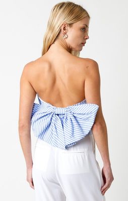 Bow Back Tube Top-Blue