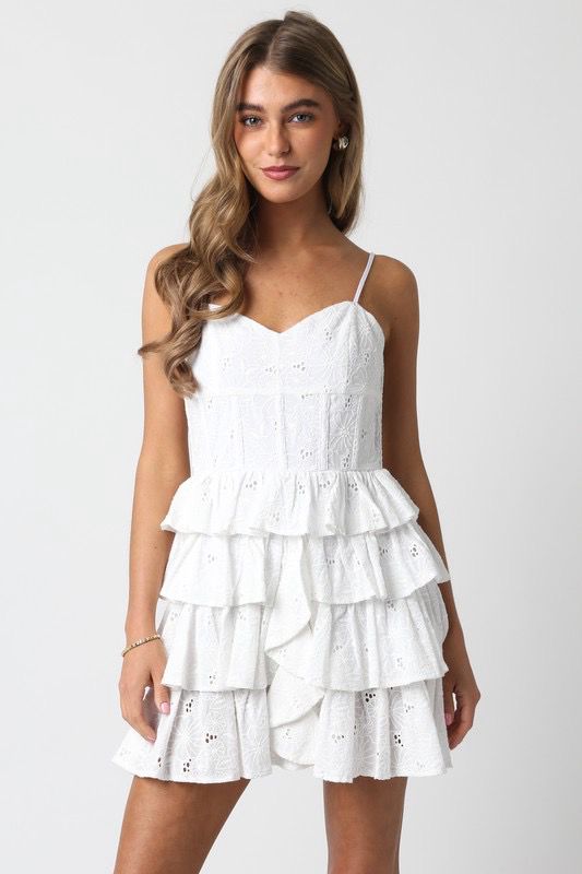 Bright White Ruffle Dress