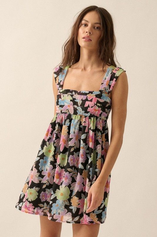 Jaci Floral Dress-Blk