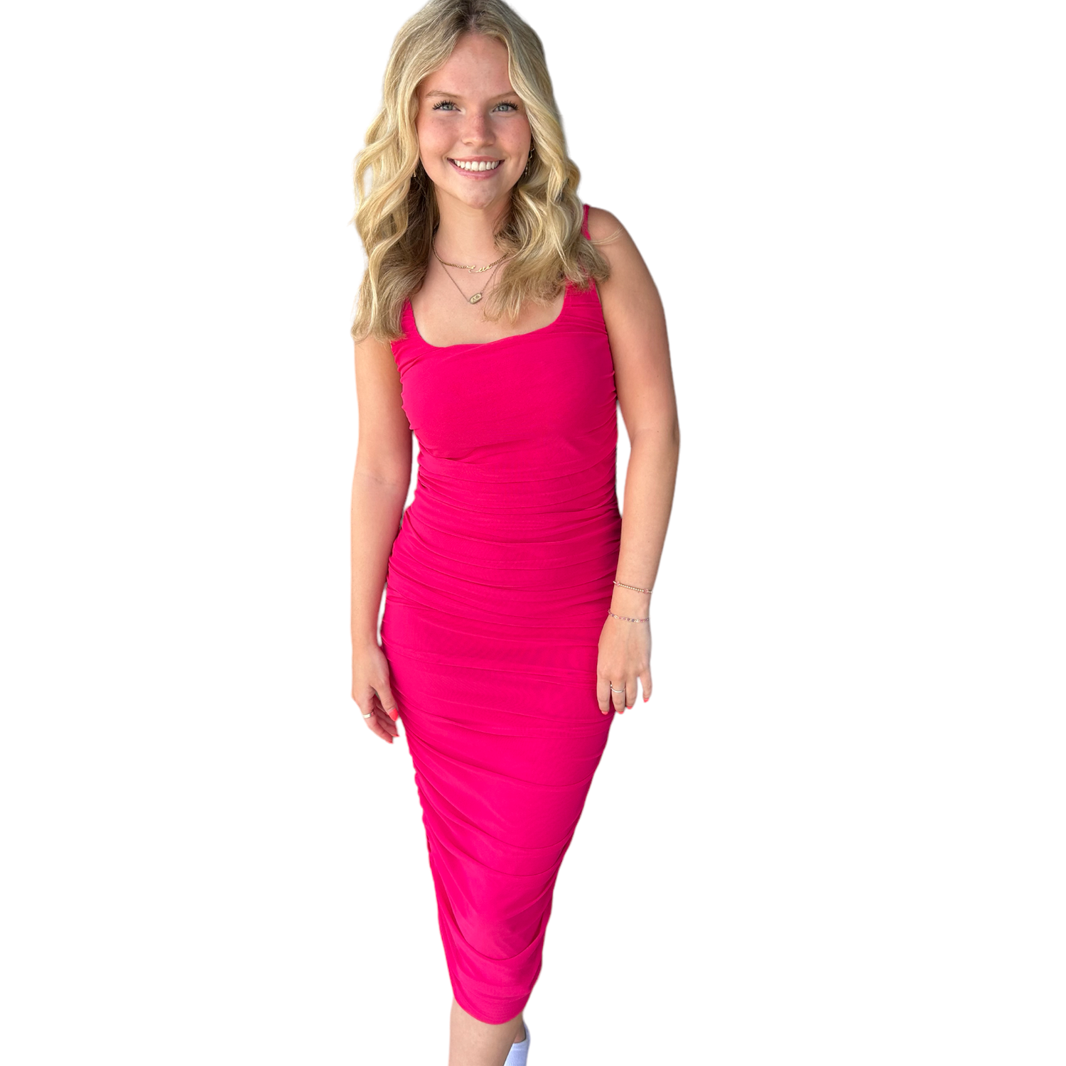 Sydney Rouched Midi-Pink