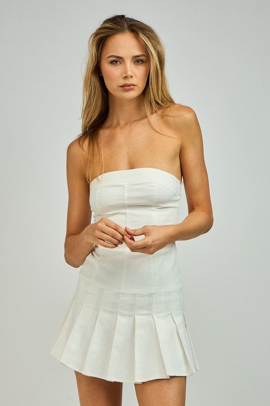 Hallie Strapless Dress-Wht