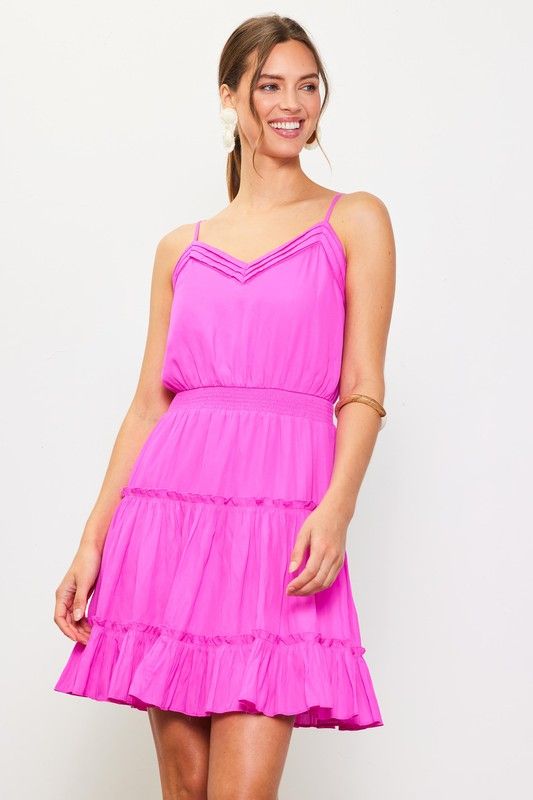 Neon Silky Dress-Pink