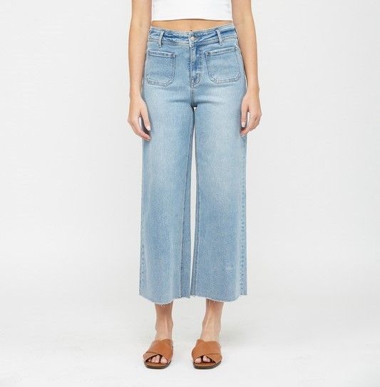 Lt Wash Pick Pocket Wide Leg Jean