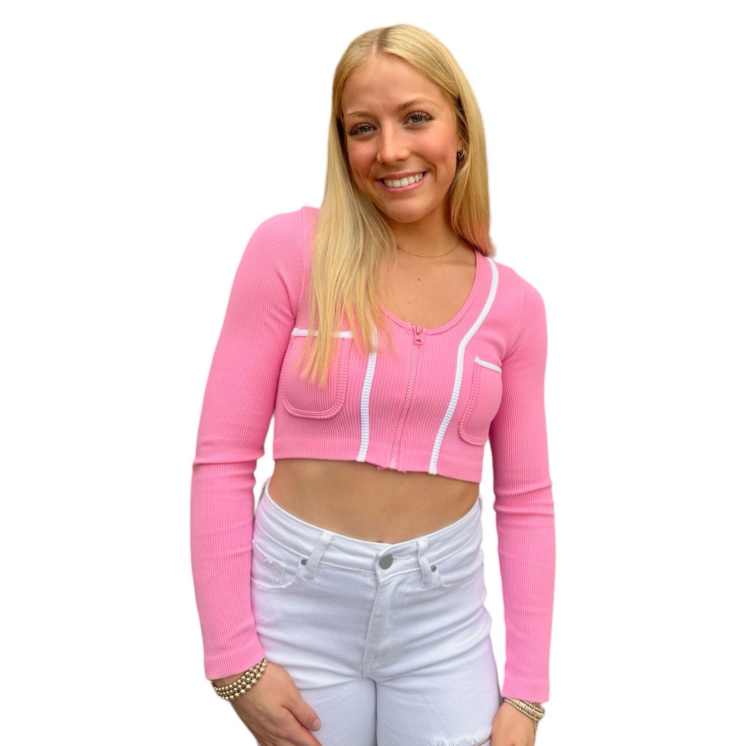 Elle Zip Up-Pink