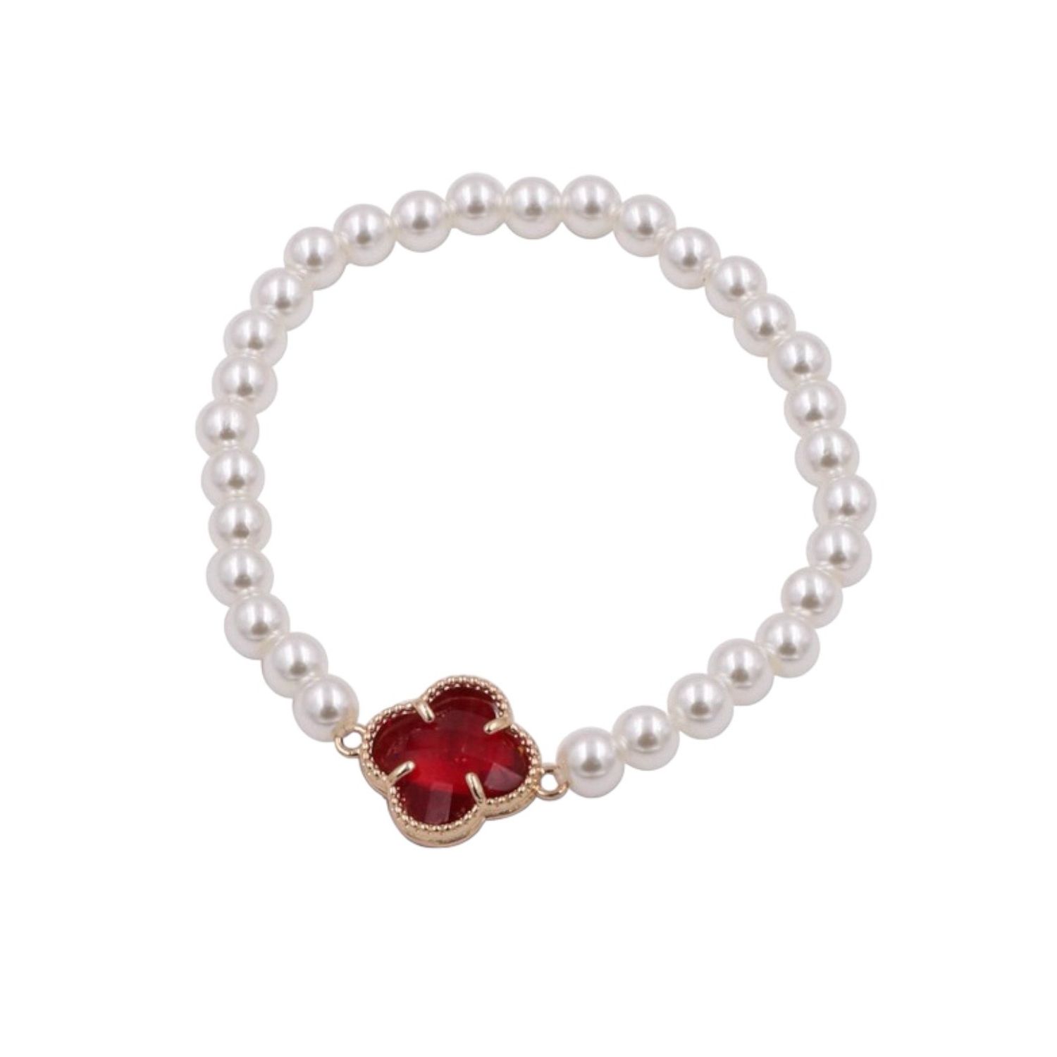 Pearl Bead Quatrefoil Bracelet