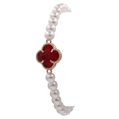 Pearl Bead Quatrefoil Bracelet