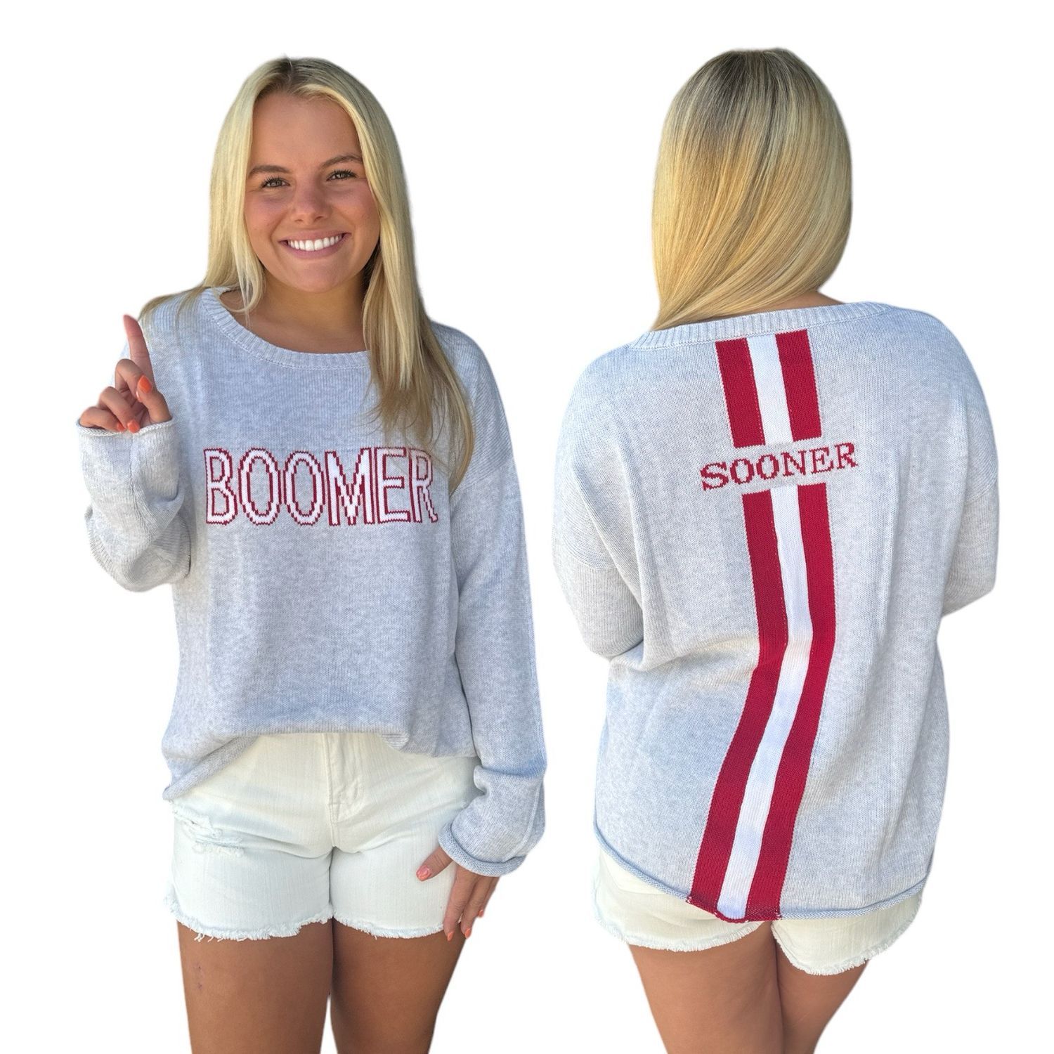 Boomer Sooner Back Stripe Sweater