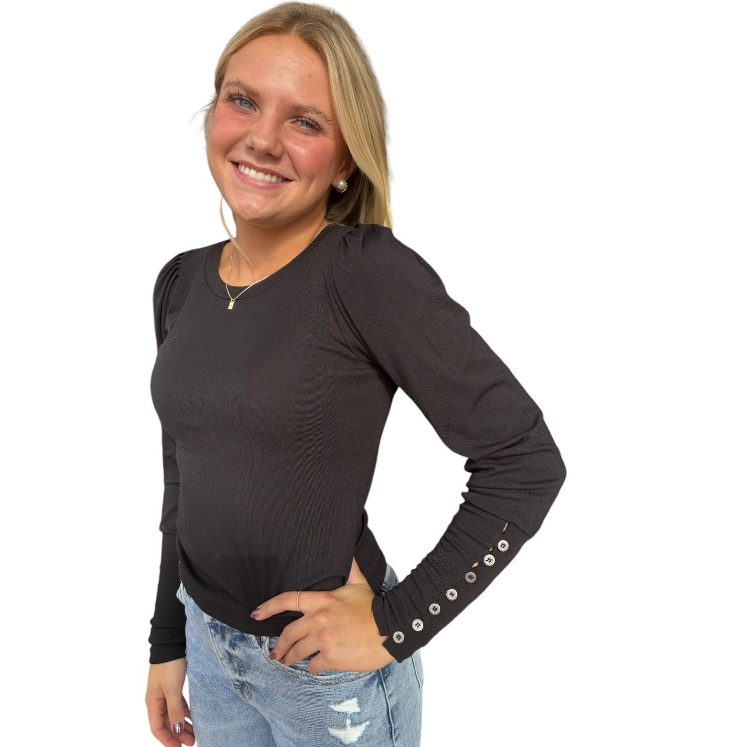 Pamela Puff Sleeve-Black
