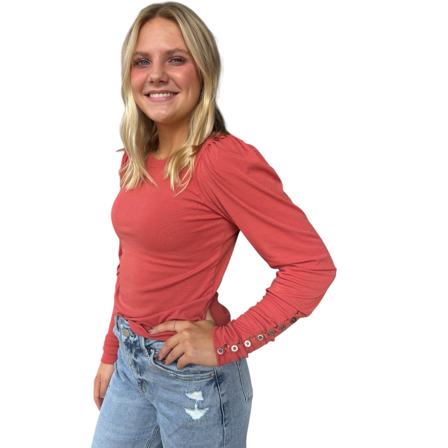 Pamela Puff Sleeve-Rust