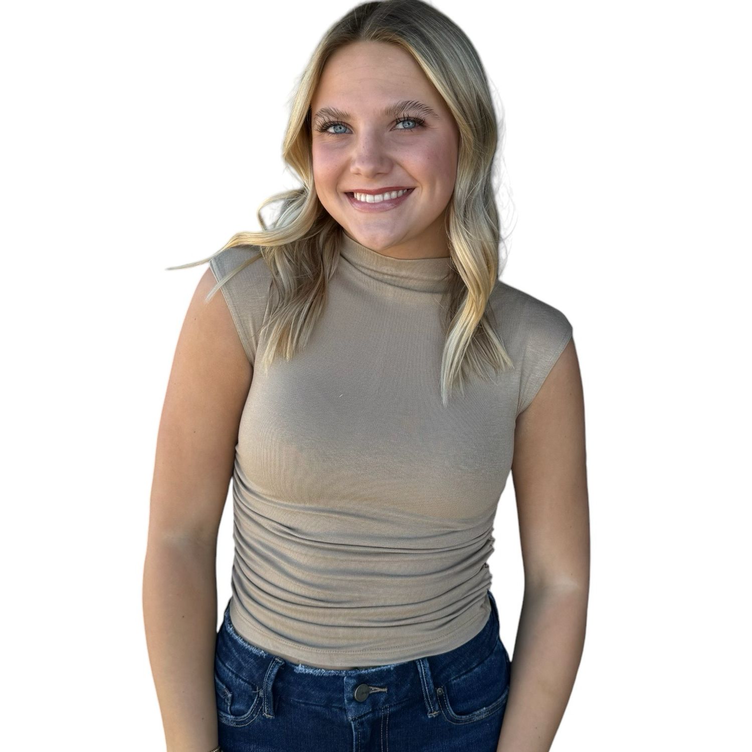 Syd Rouched Tee-Tan