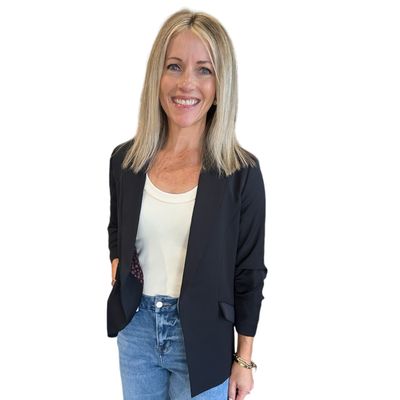 All Black Rouched Sleeve Blazer