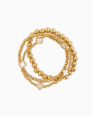 Pearl Clover Triple Bracelet Set
