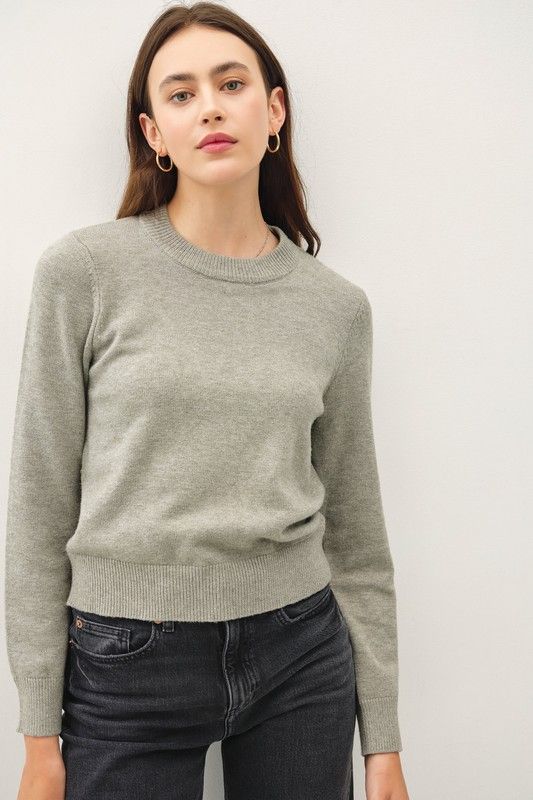 Boxy Basic Sweater-Grey