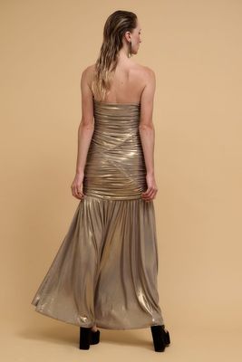 Golden Rouched Maxi Dress