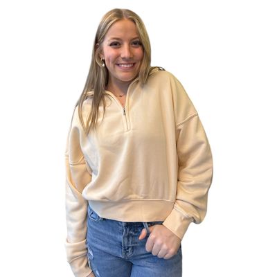 Trisha Quarter Zip-Cream