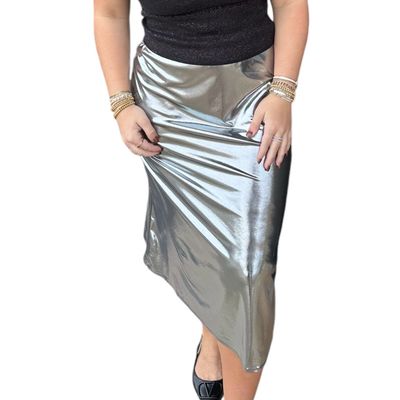Silver Midi Skirt