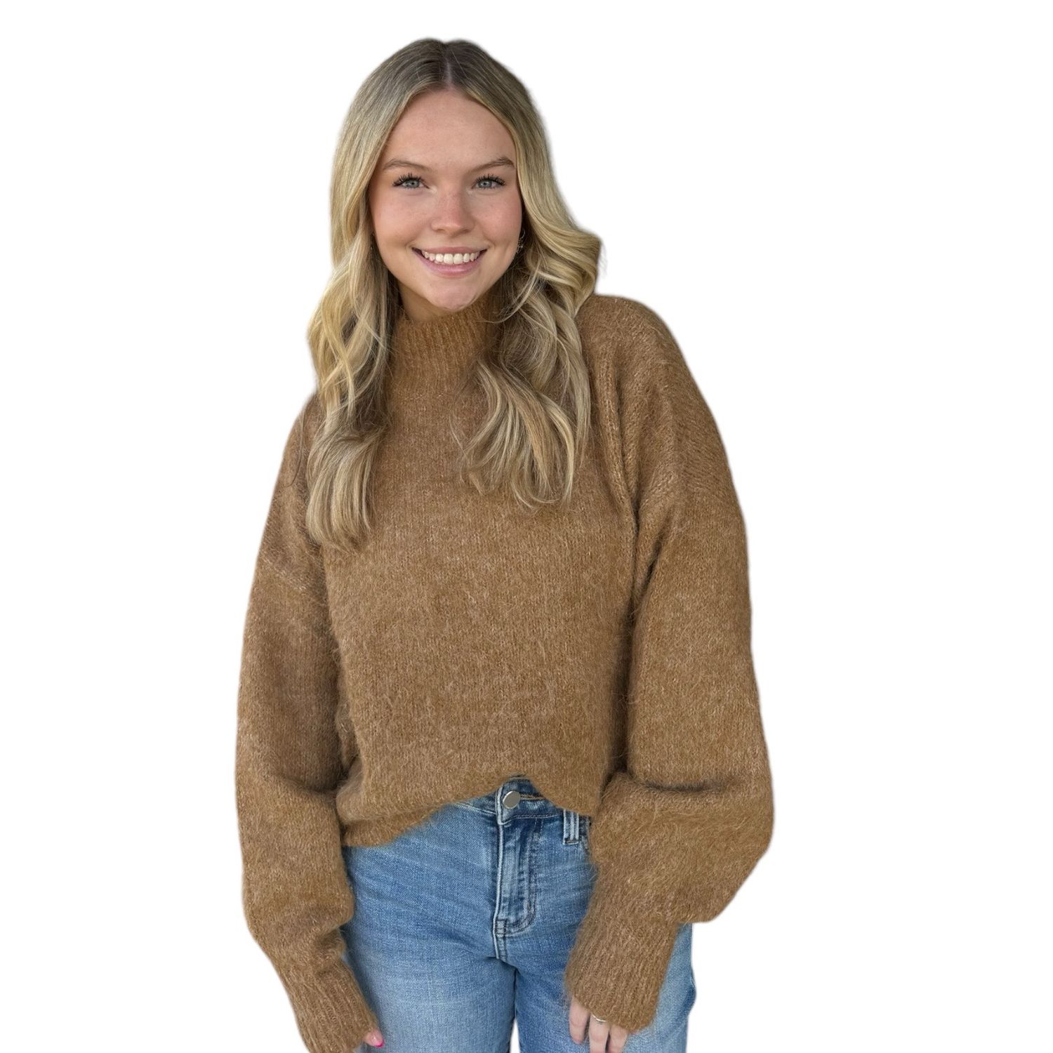 Teagan Fluffy Sweater-Camel