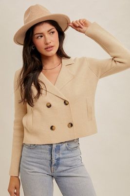 Double Breasted Crop Sweater