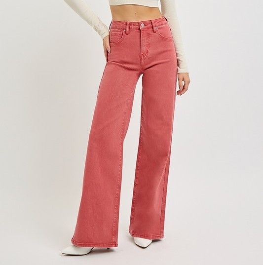Red Tummy Control Wide Leg