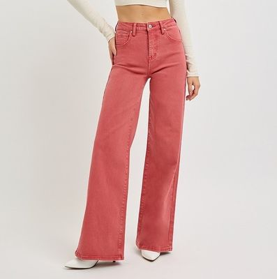 Red Tummy Control Wide Leg