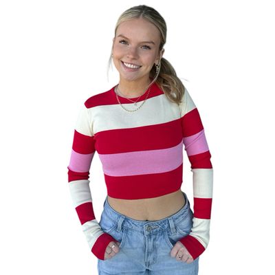 Candy Stripe Crop Sweater