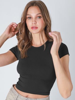 Kelsey Baby Tee-Blk