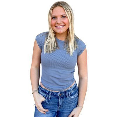 Macy Baby Tee-Blue