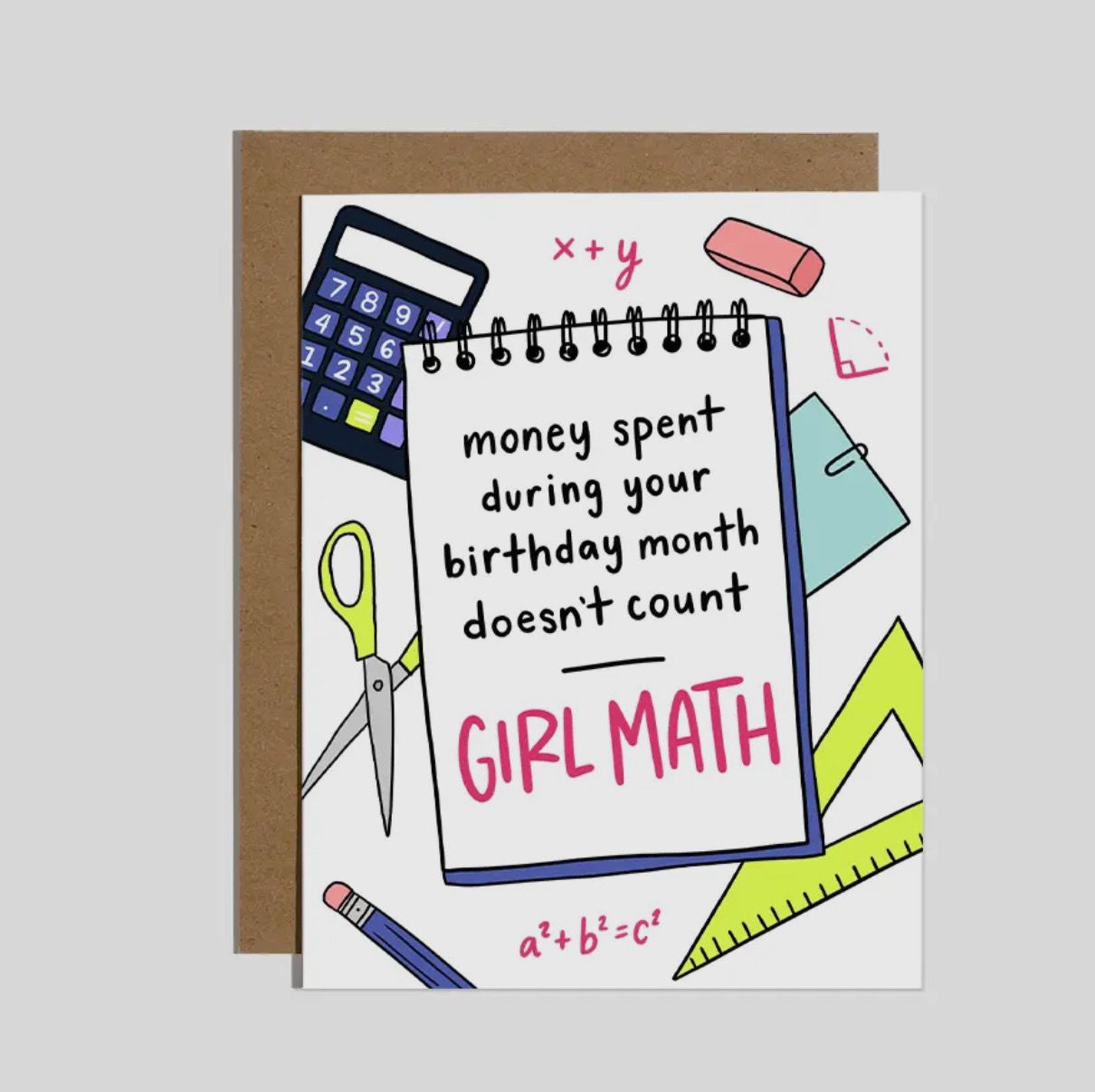 Girl Math B Day Card