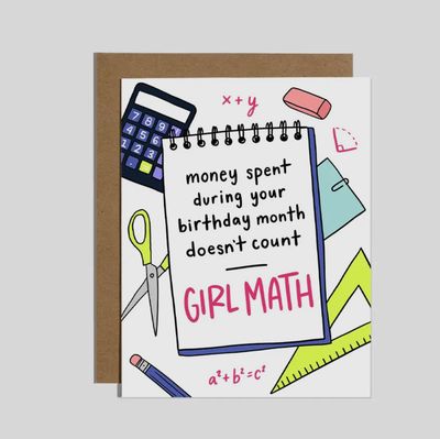 Girl Math B Day Card