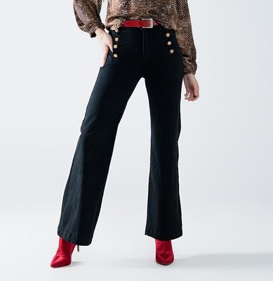 Black Gold Button Jeans