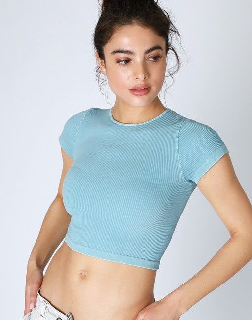 Kelsey Vintage Baby Tee-Blue
