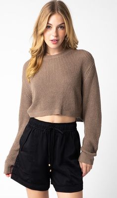 Kannon Crop Sweater-Taupe