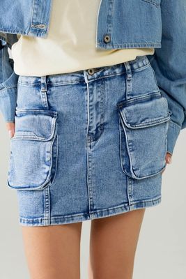 Mid Wash Cargo Skirt