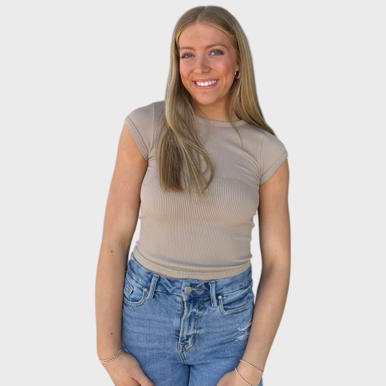Macy Baby Tee-Tan