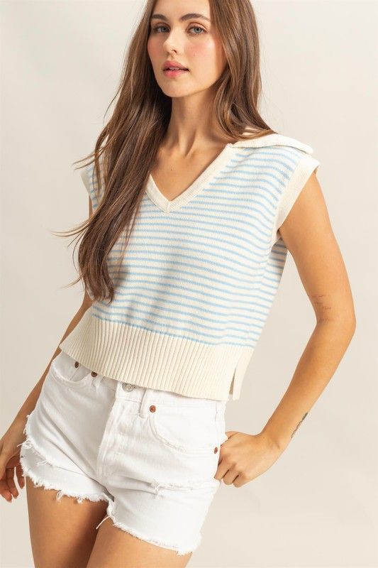 Addie Stripe Sweater-Blue