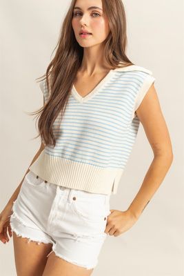 Addie Stripe Sweater-Blue