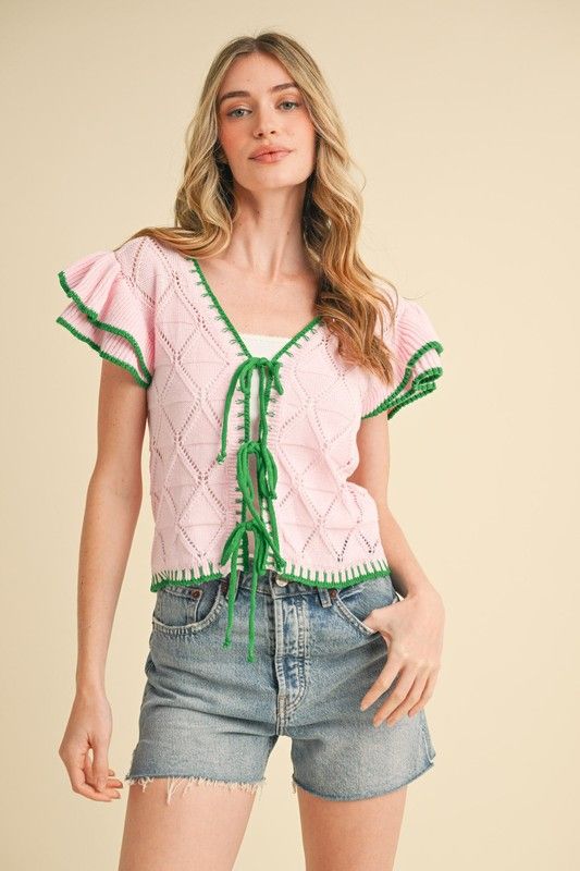 Preppy Flutter Sleeve Cardi