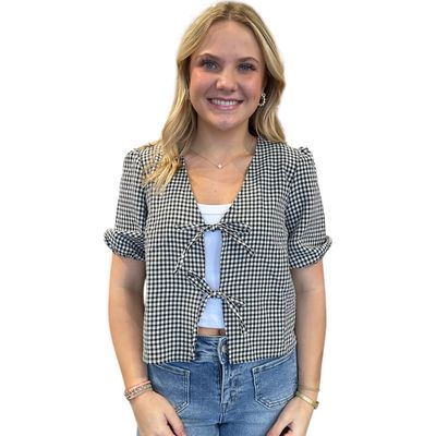 Cheri Check Blouse-Blk