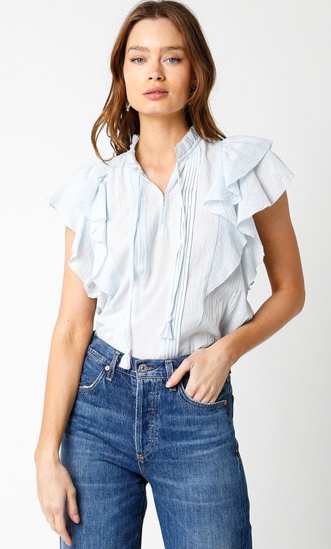 Kami Ruffle Top-Blue