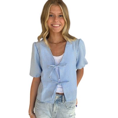 Cheri Check Blouse-Blue