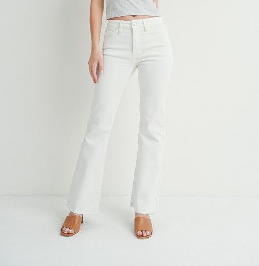 All White High Rise Flare