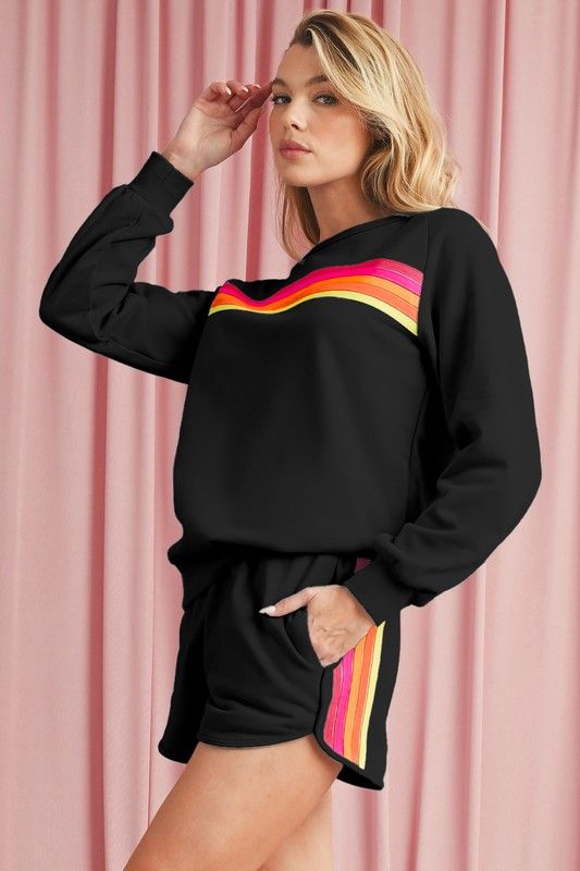 Neon Rainbow Short Set-Blk
