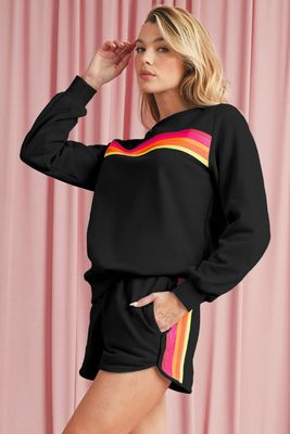 Neon Rainbow Short Set-Blk