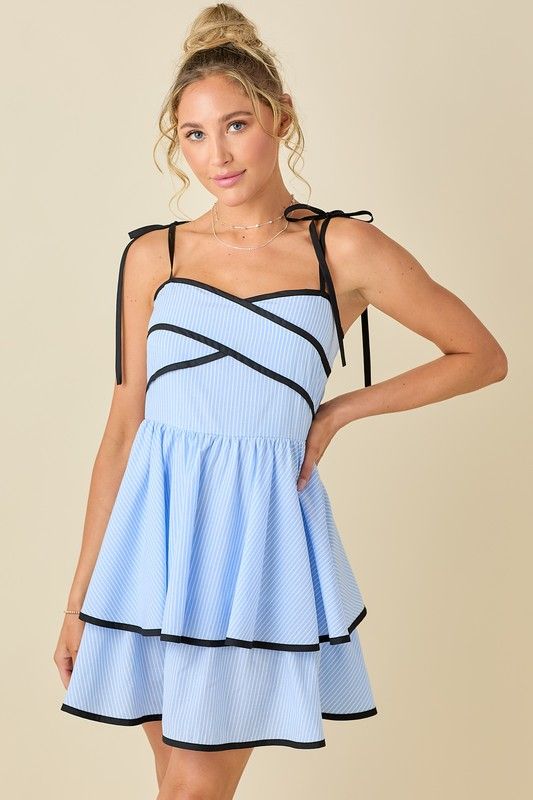 Pinstripe Tie Shoulder Sundress
