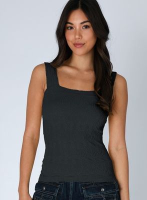 Lace Square Neck-Washed Blk
