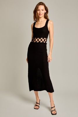 Crochet Circle Waist Midi-Blk