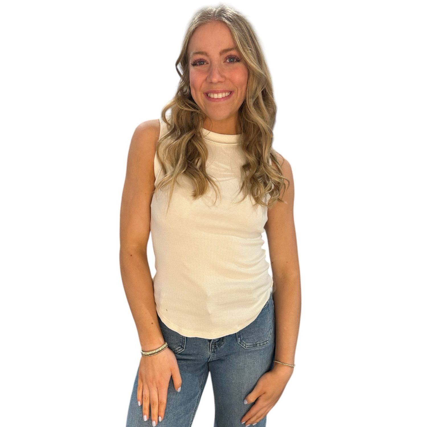 Mallory Rib Tank-Wht