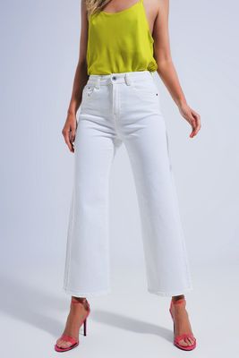 All White Wide Leg Jean