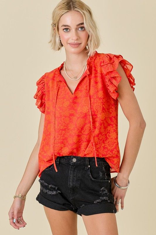 Orange Paisley Blouse