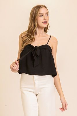 Tally Tie Crop Top-Blk